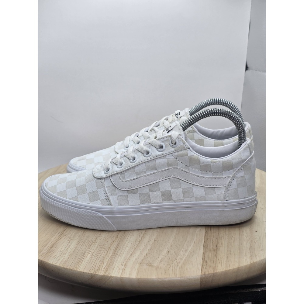 Women's‎ Size 7 - Vans Off The Wall Shoes White Checkered Canvas Lace Up Sneaker